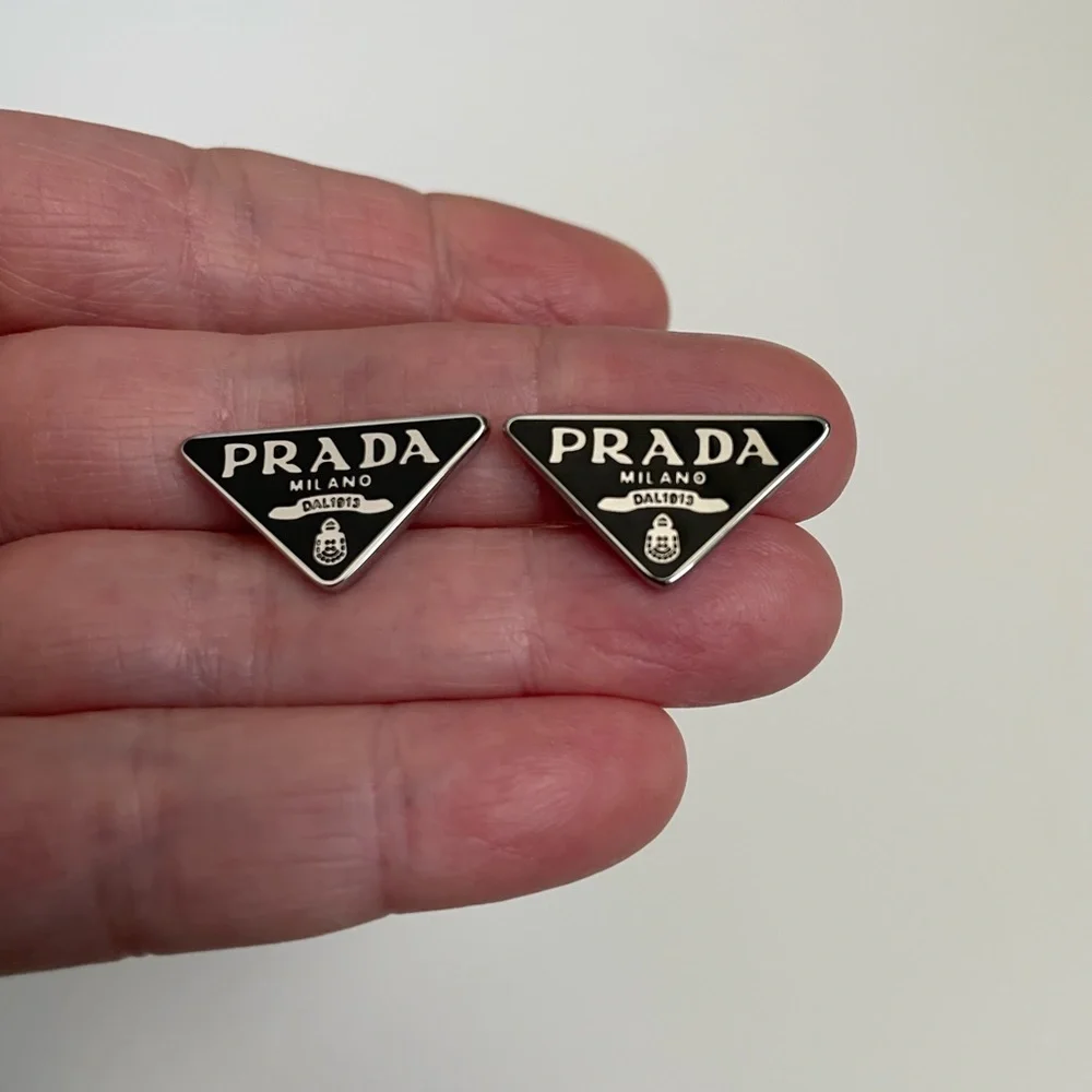 Prada logo triangle stud earrings - Picture 1 of 4